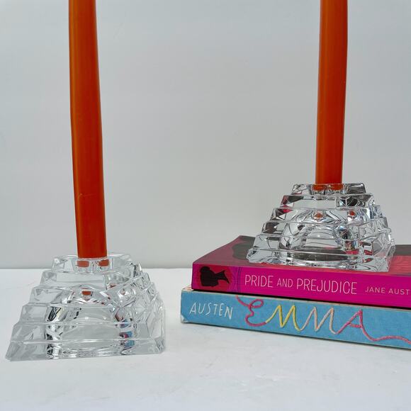 Two Vintage JG Durand Crystal Twisted Pyramid Candle Holders - Picture 11 of 12